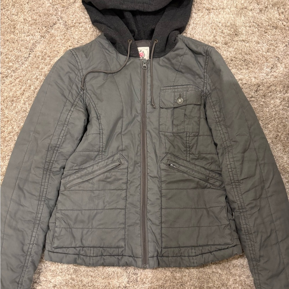 Anchor Blue Women's Gray Hooded Jacket